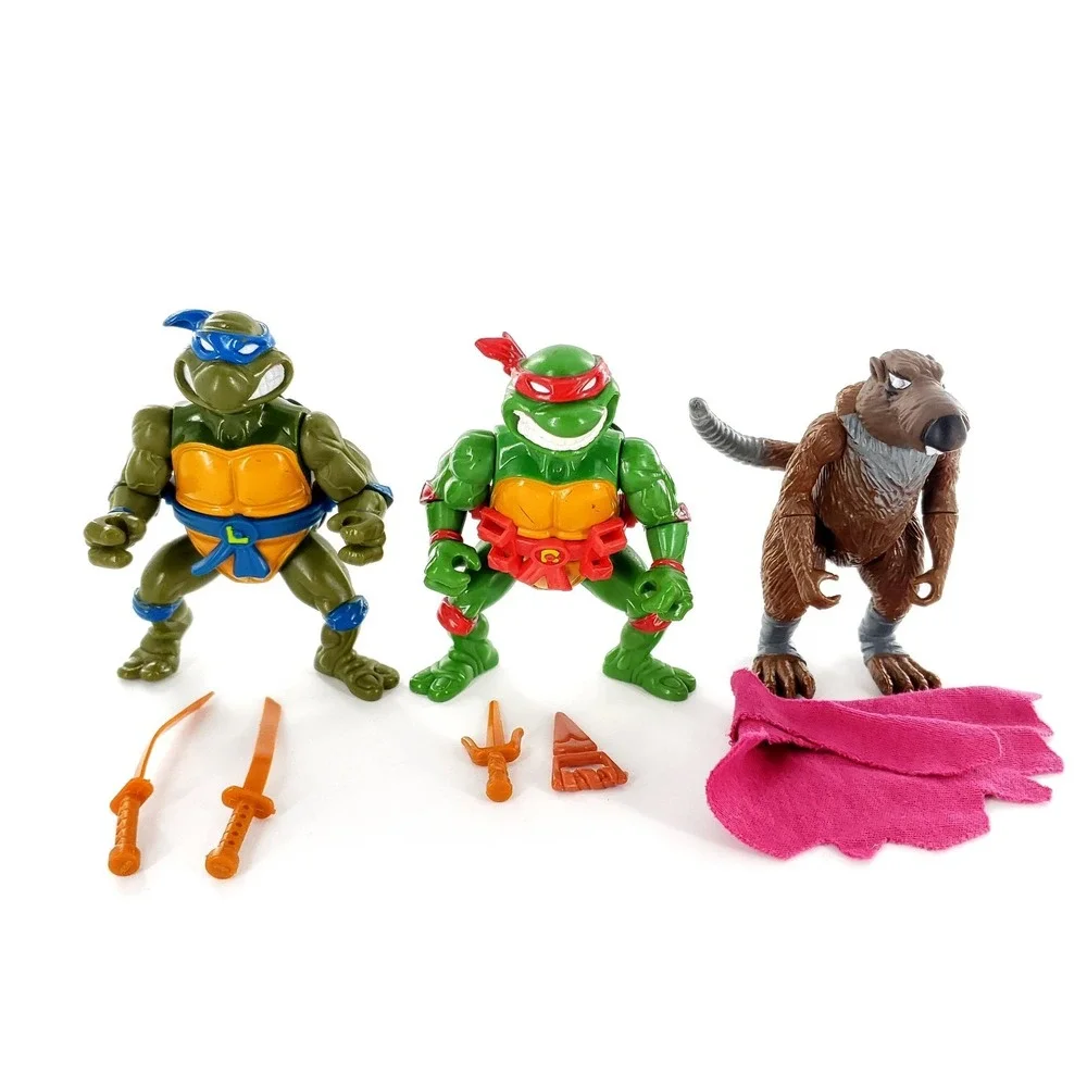 Vtg Teenage Mutant Ninja Turtles TMNT Figures Lot Of 3 Leo, Ralph, Splinter